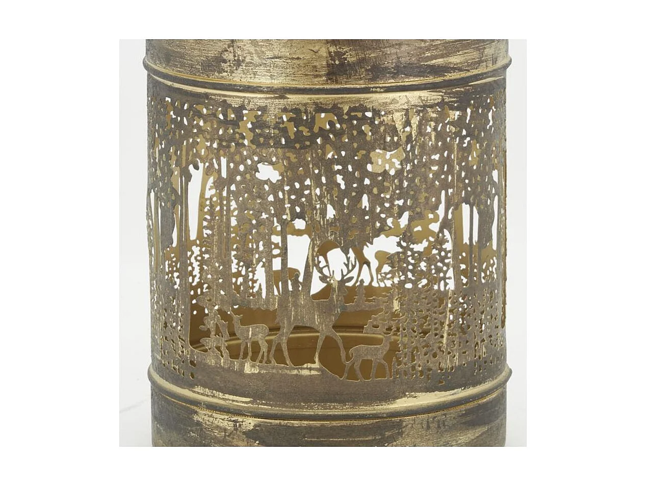 Lanterne en métal doré Cerf