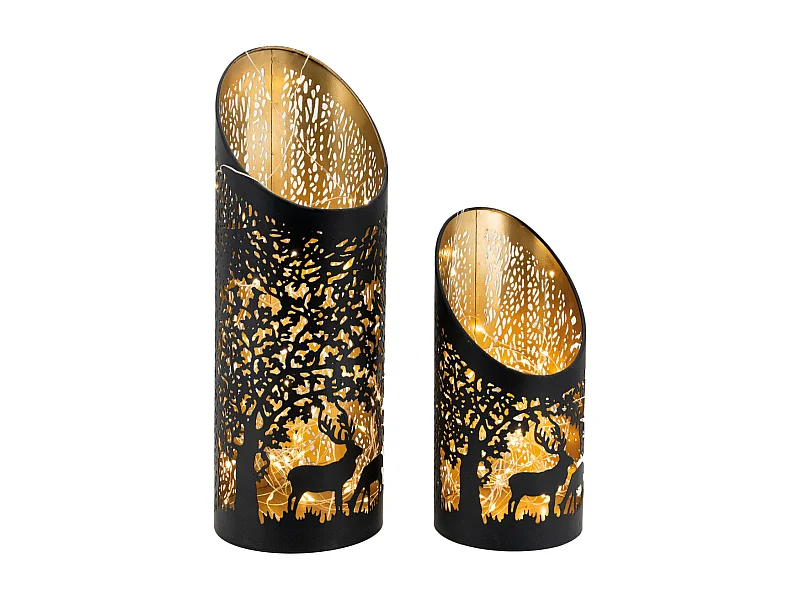 Photophores biseautés en métal Cerf (lot de 2)