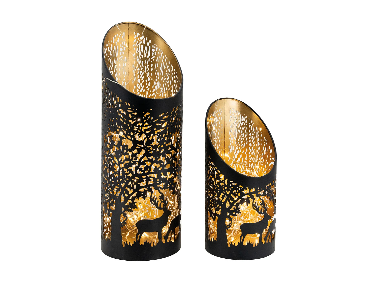 Photophores biseautés en métal Cerf (lot de 2)