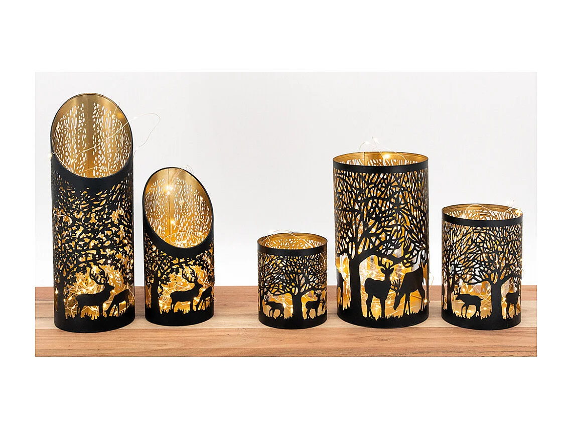 Photophores biseautés en métal Cerf (lot de 2)