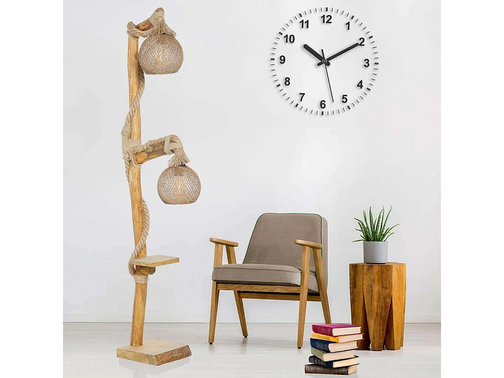 Lampadaire en bois et jute  Arboretum