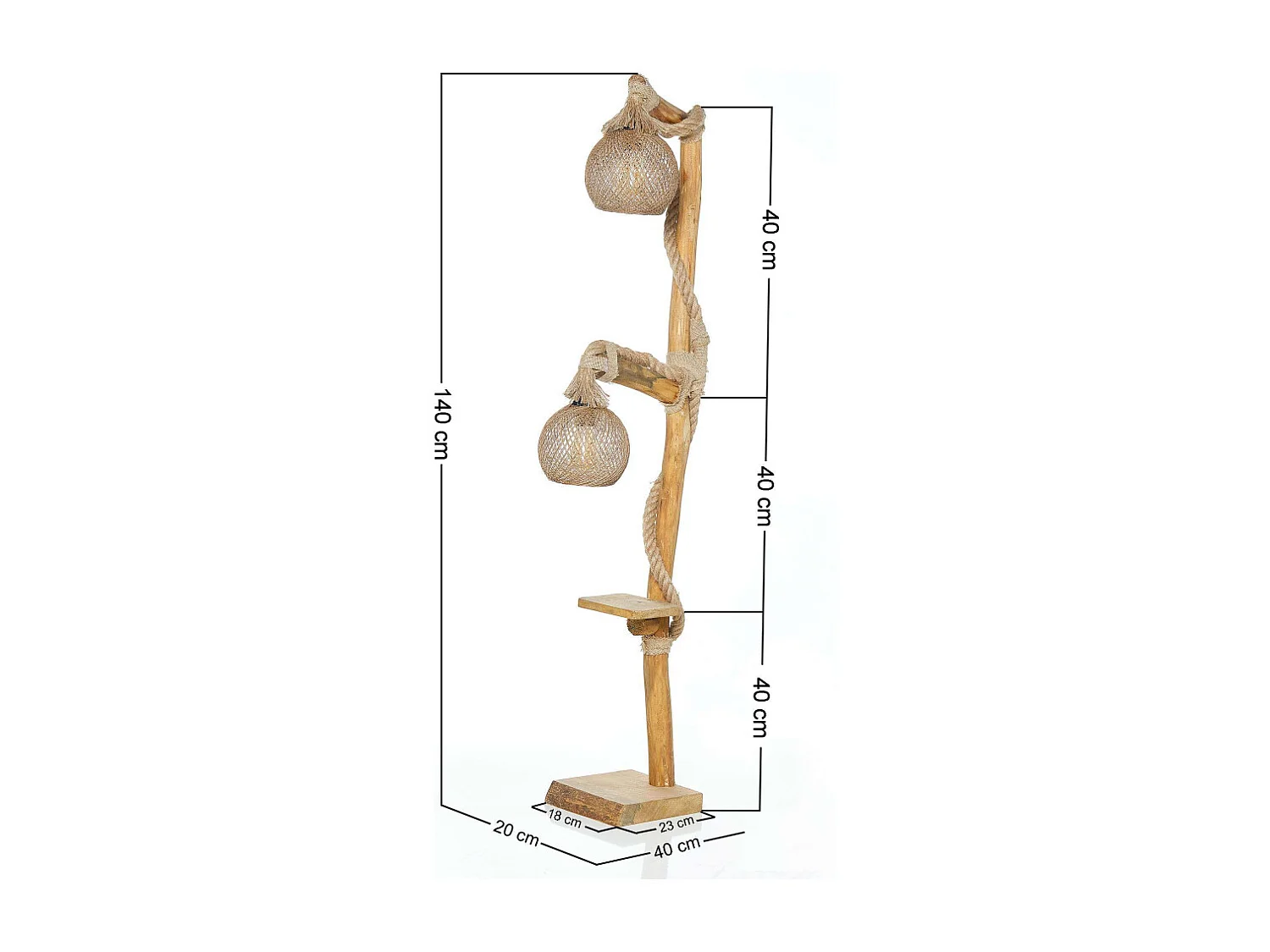 Lampadaire en bois et jute  Arboretum