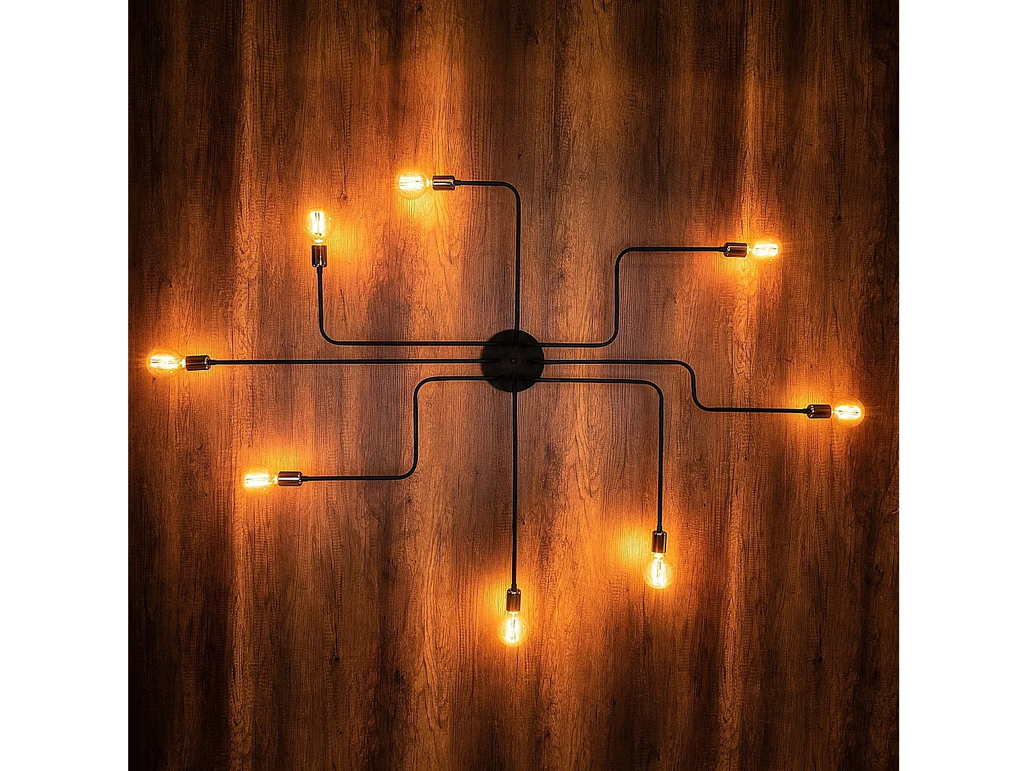 Applique murale 8 lampes Octa D190cm Métal Noir et Or