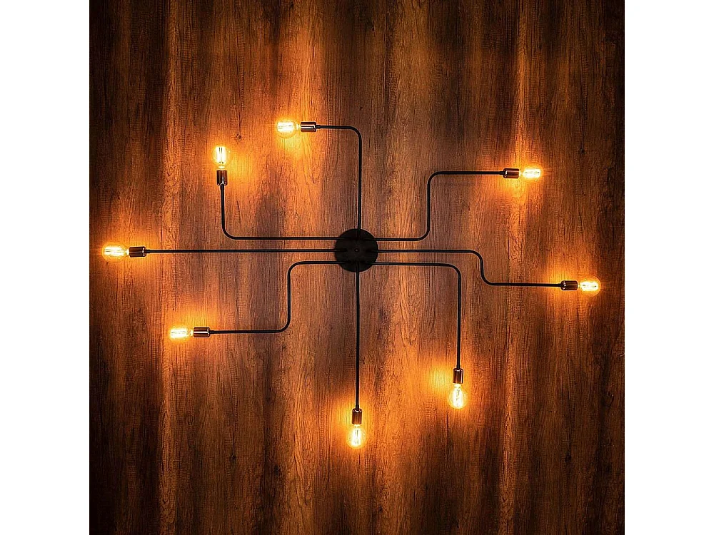 Applique murale 8 lampes Octa D190cm Métal Noir et Or