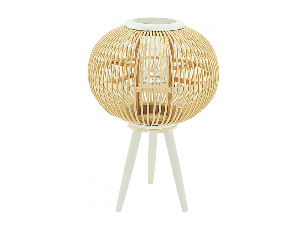 Lanterne sur pied en moëlle de rotin et pin