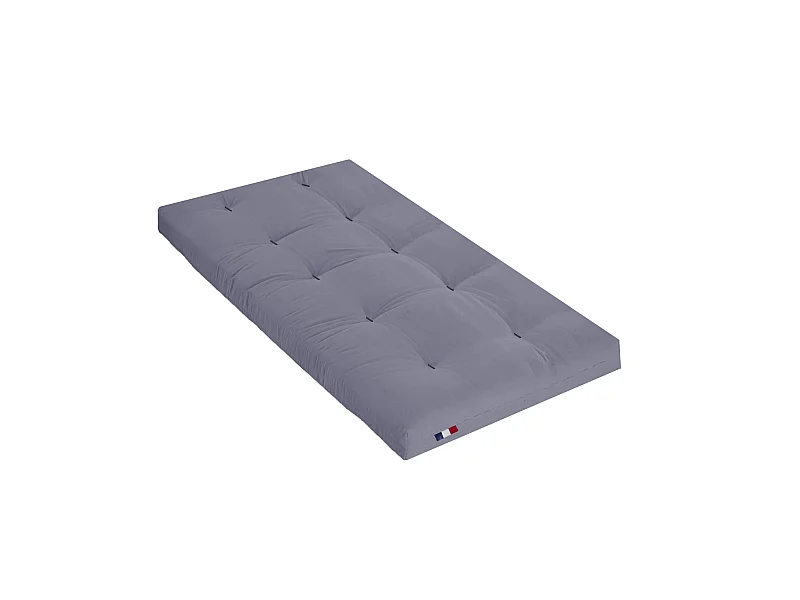 Matelas futon gris clair en coton 90x190
