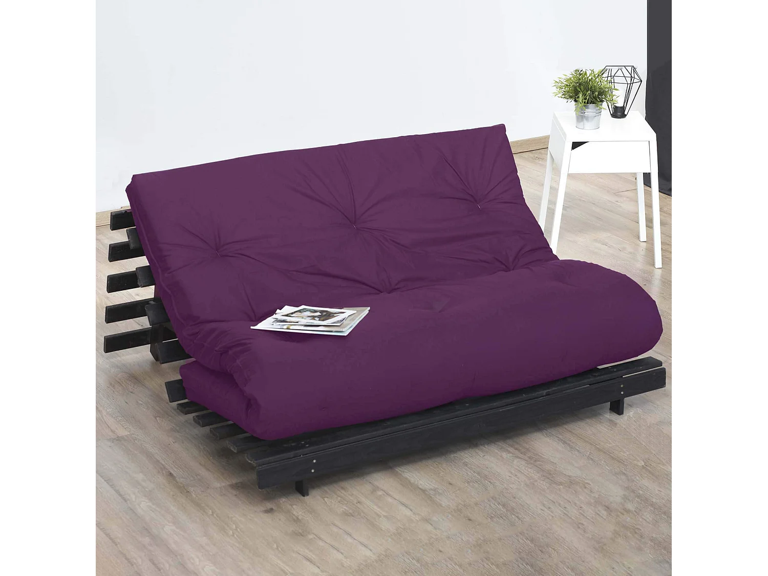 Matelas futon aubergine en coton 140x200