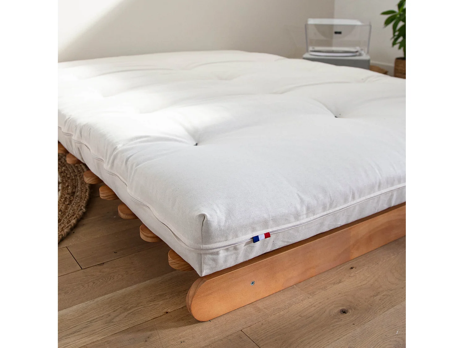 Matelas futon écru en coton 160x200