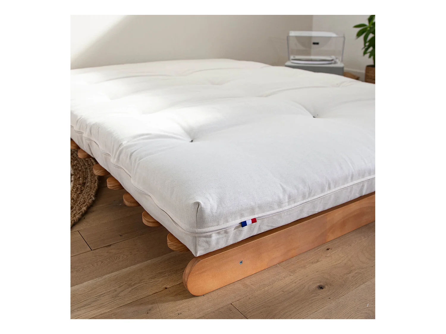 Matelas futon écru en coton 140x190