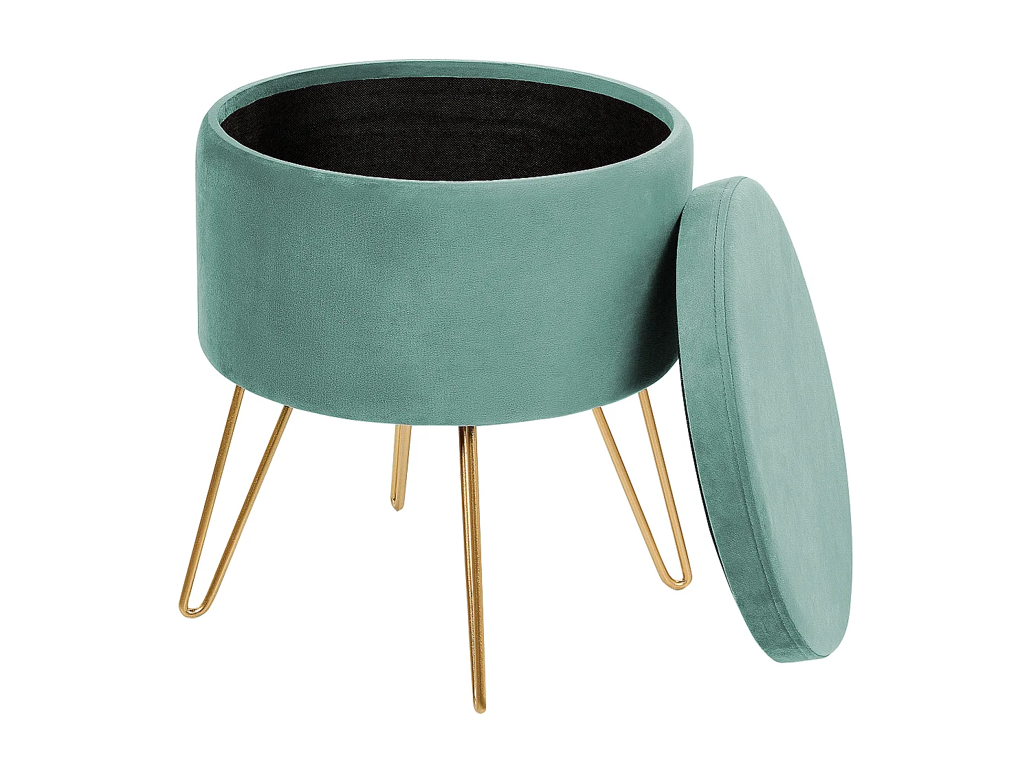 Pouf contenitore SILAS Velluto Verde menta 42 cm 42 cm 44 cm