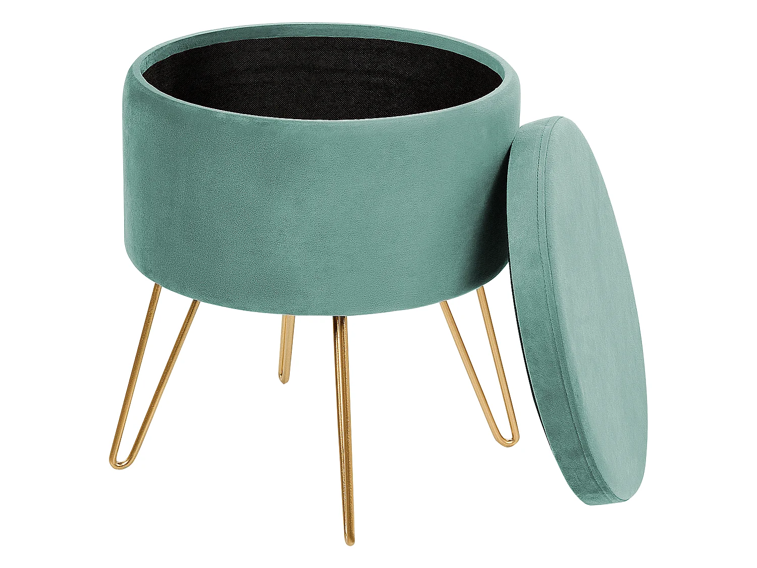 Pouf de rangement SILAS Velours Vert menthe 42 cm 42 cm 44 cm