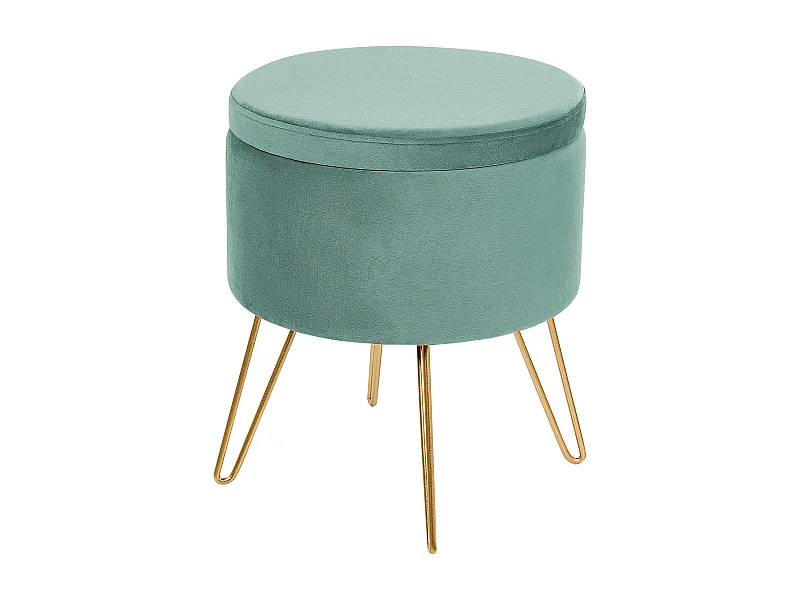Pouf de rangement SILAS Velours Vert menthe