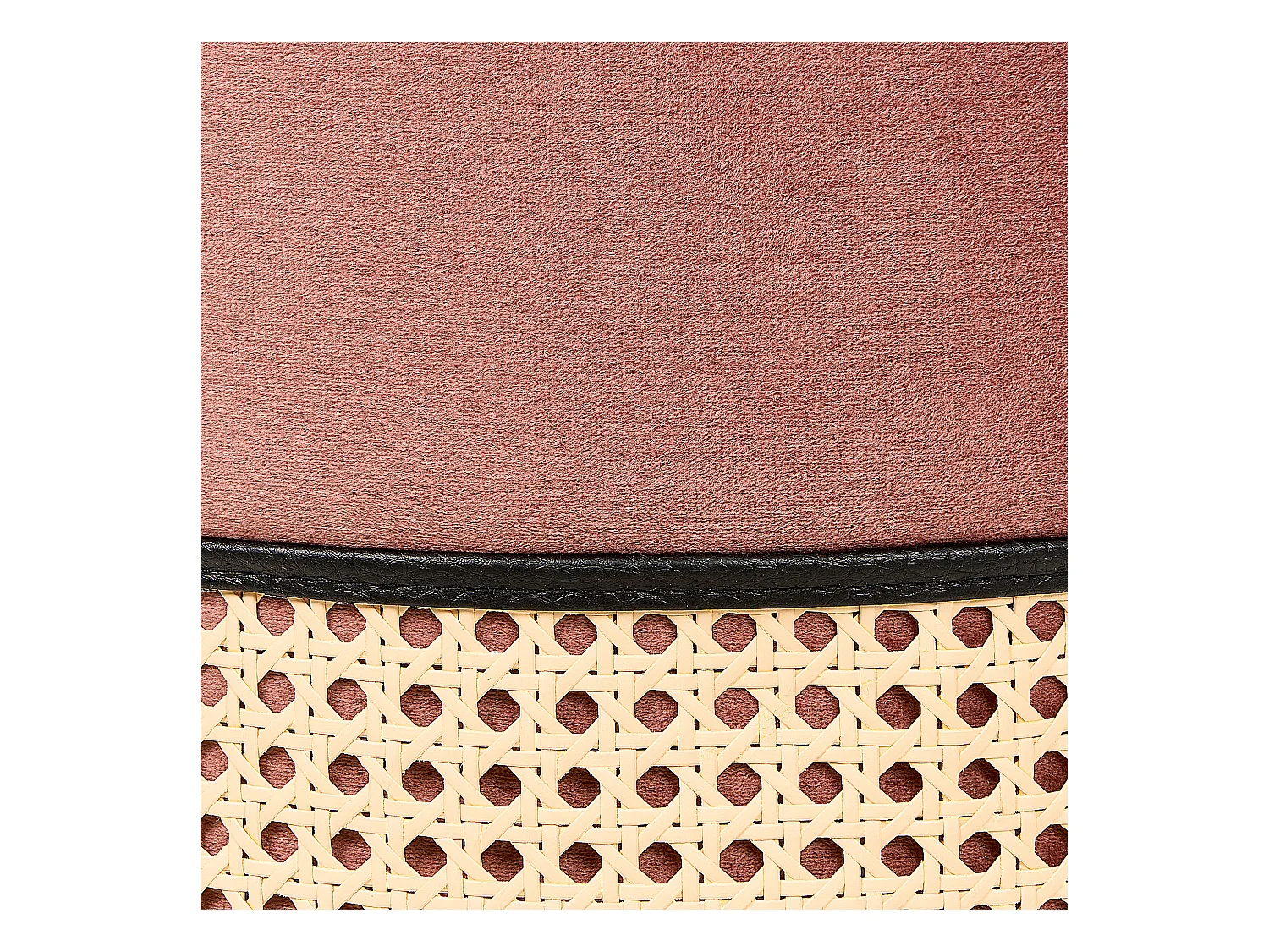 Pouf Hocker Samt rosa einfarbig rund ⌀ 35 cm mit Weiner-Geflecht modern Yankton