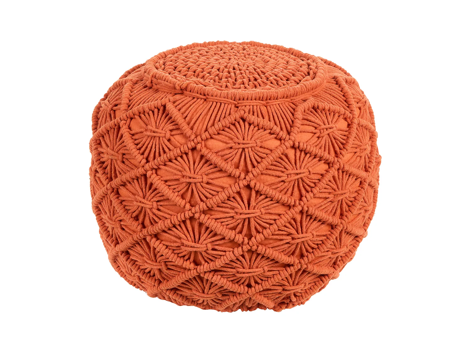 Pouf Makramee Baumwolle orange rund 40 x 40 cm gestrickt modern Berkane