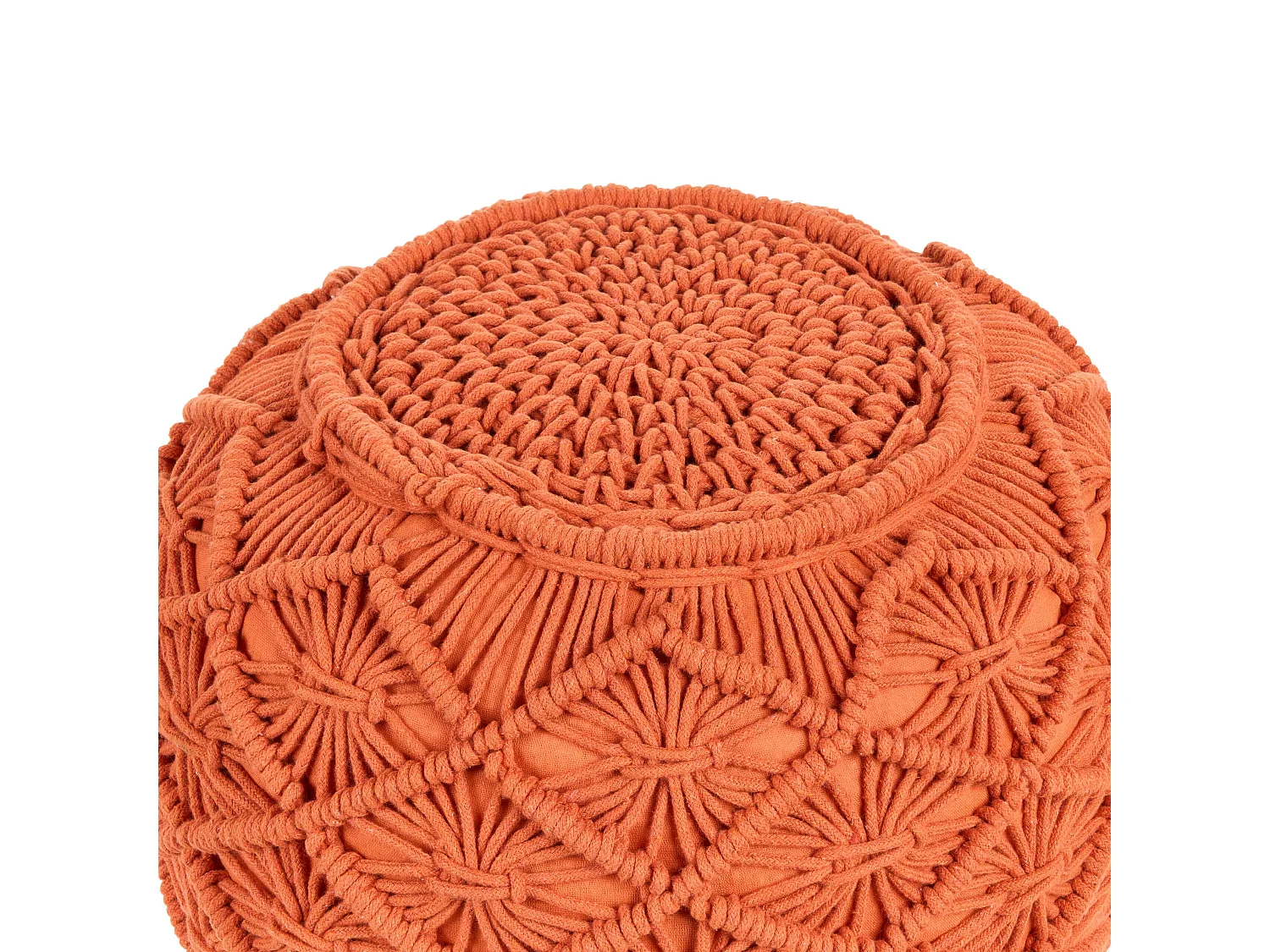 Pouf Macramé BERKANE Coton Orange