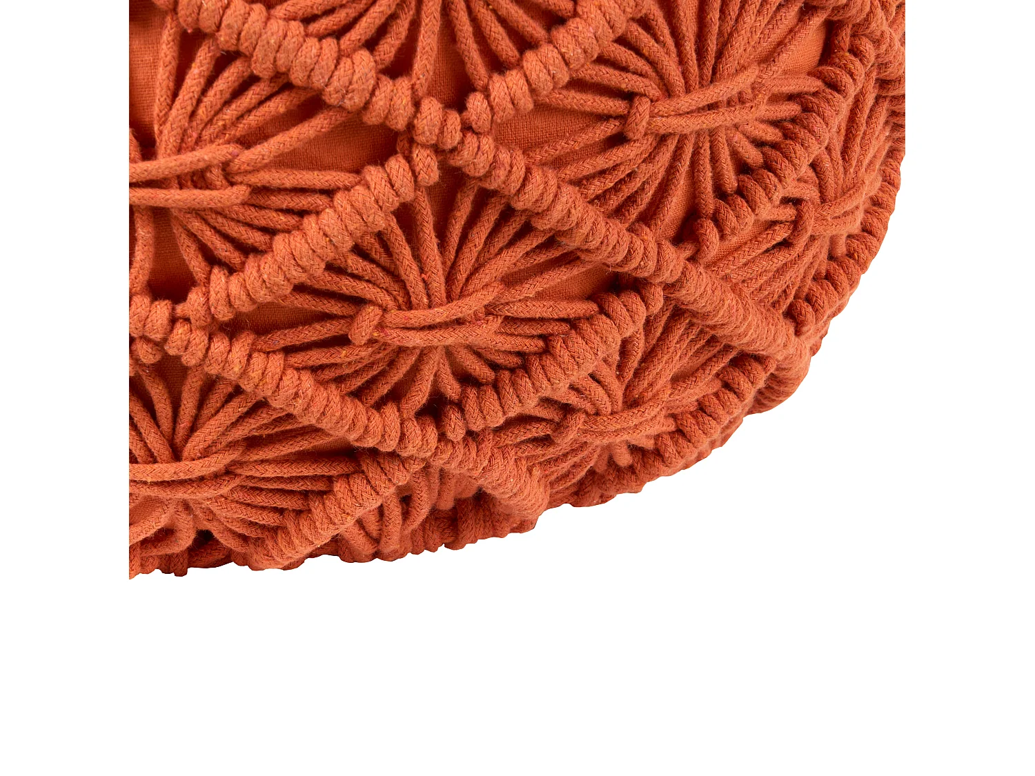 Pouf Macramé BERKANE Coton Orange