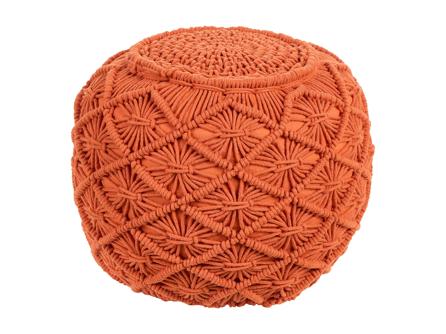Pufe Macramé BERKANE Algodão Laranja 40 cm 40 cm 40 cm
