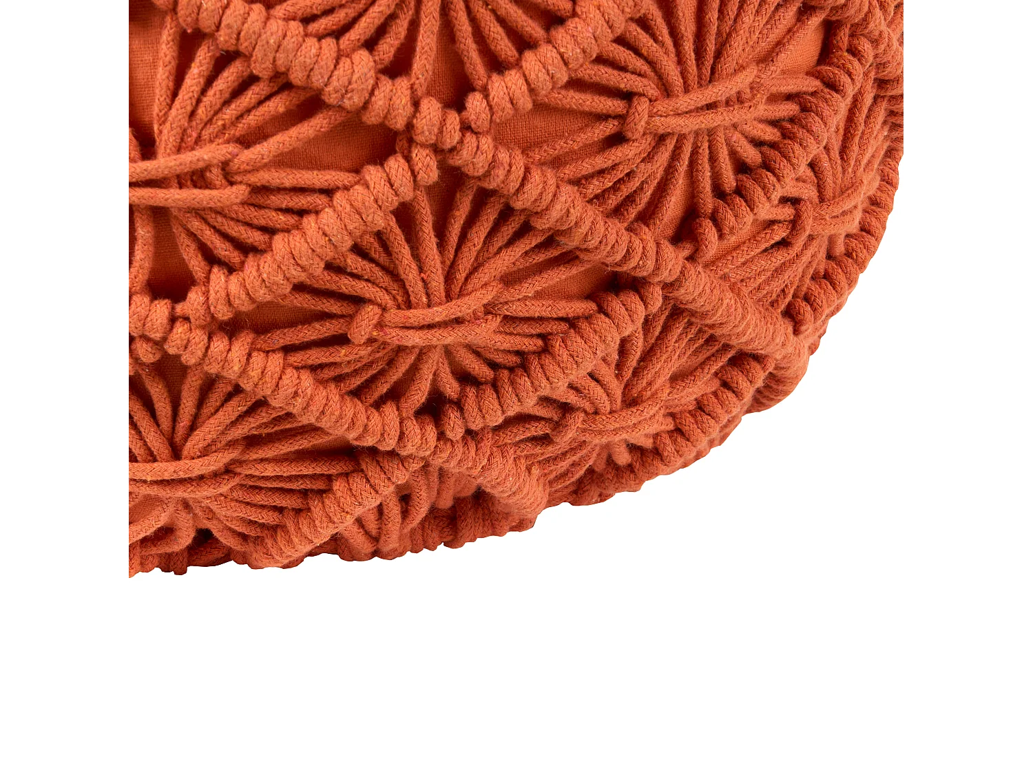 Pufe Macramé BERKANE Algodão Laranja 40 cm 40 cm 40 cm