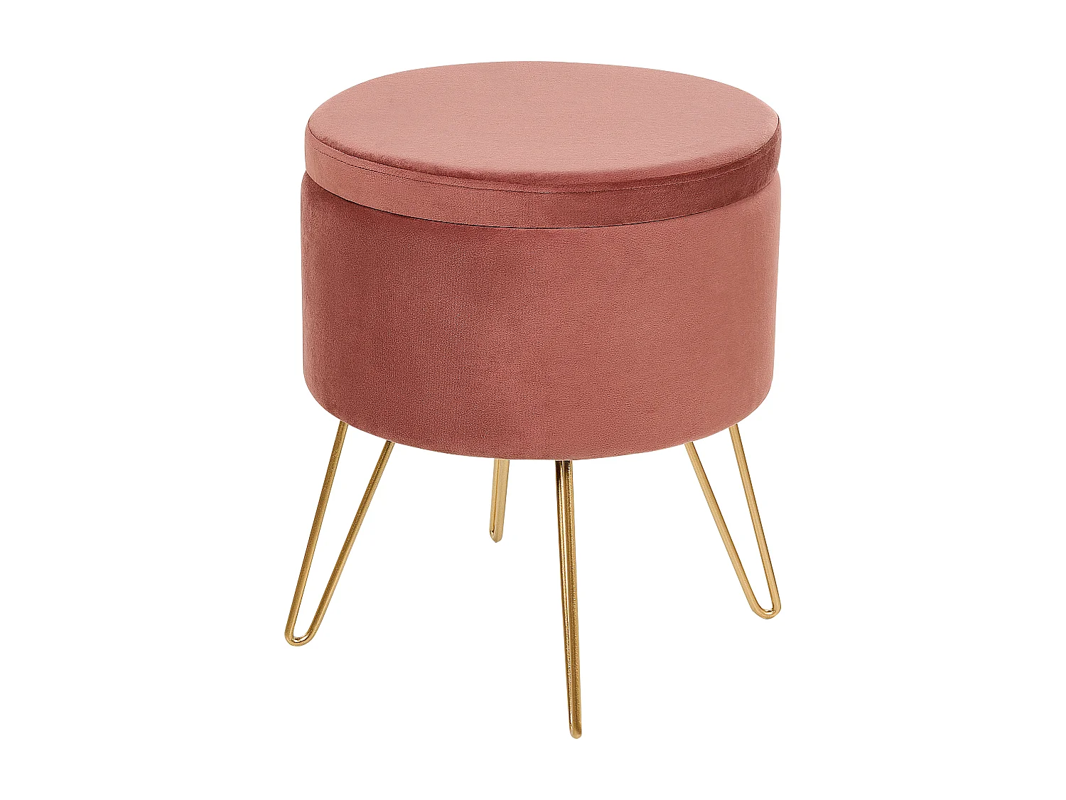 Pouf de rangement SILAS Velours Rose