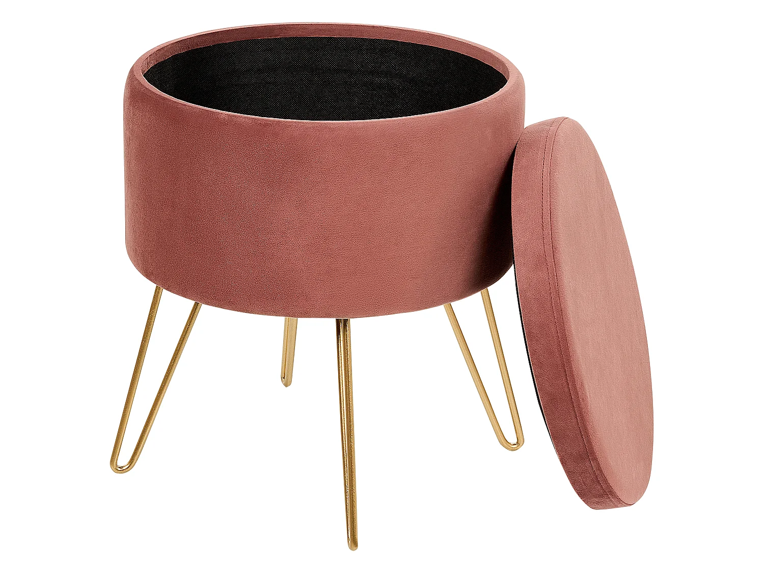 Poef met opbergruimte SILAS Fluweel Roze 42 cm 42 cm 44 cm