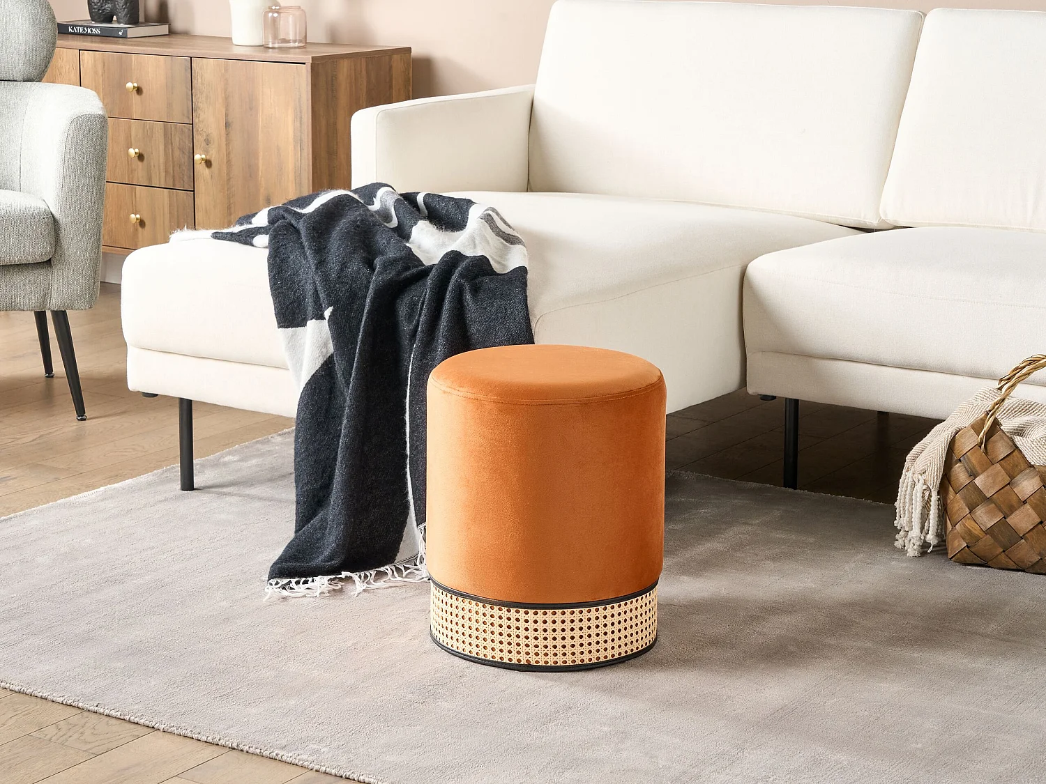 Pouf YANKTON Velours Orange