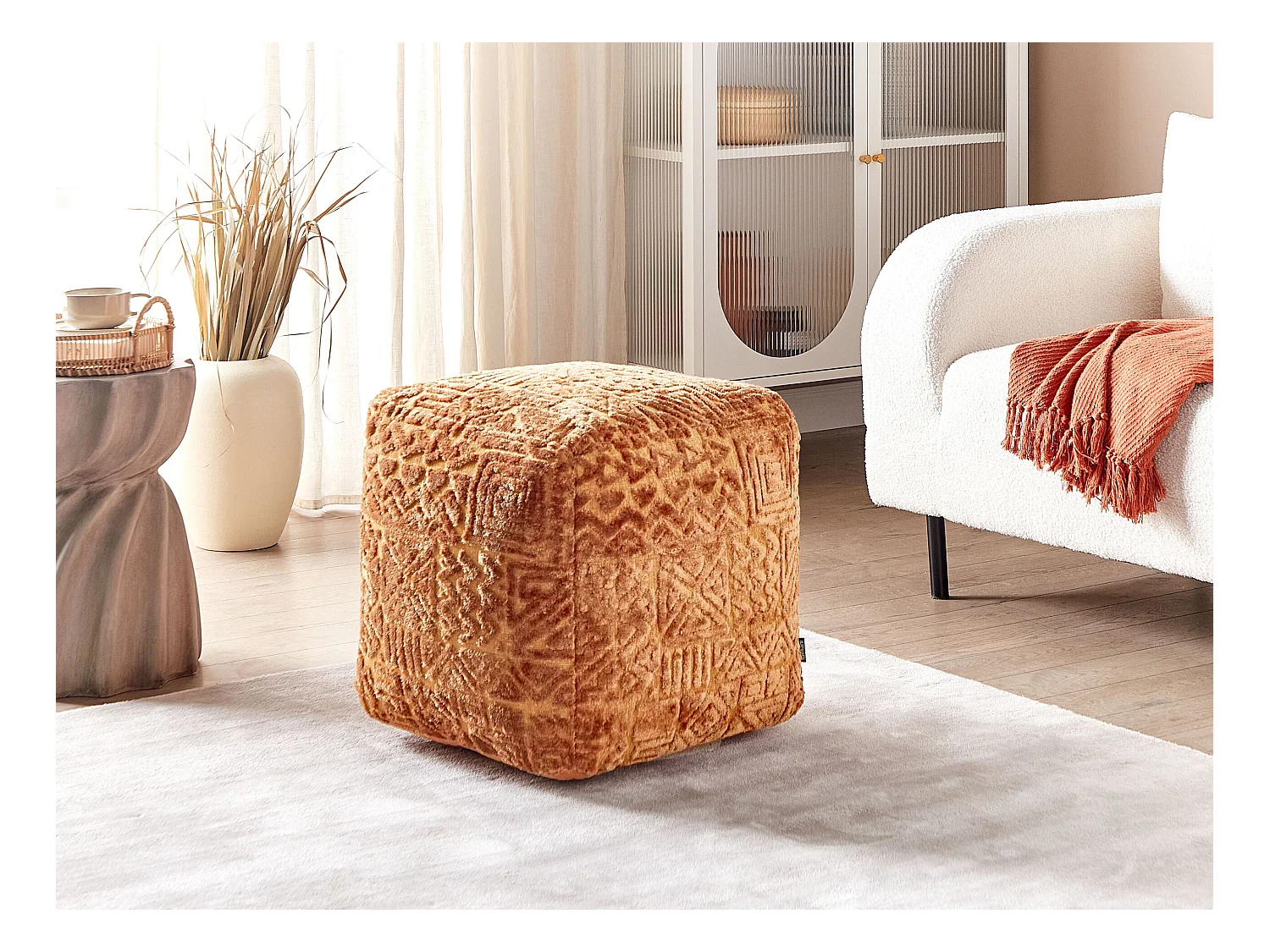 Puf SANAWAN Wiskoza Złoty brąz 50 cm 50 cm 50 cm