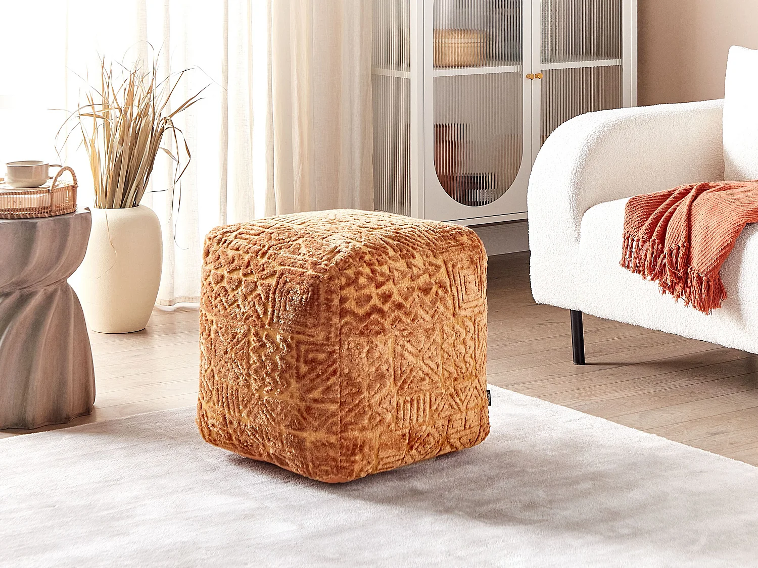 Pouf SANAWAN Viskose Goldbraun 50 cm 50 cm 50 cm