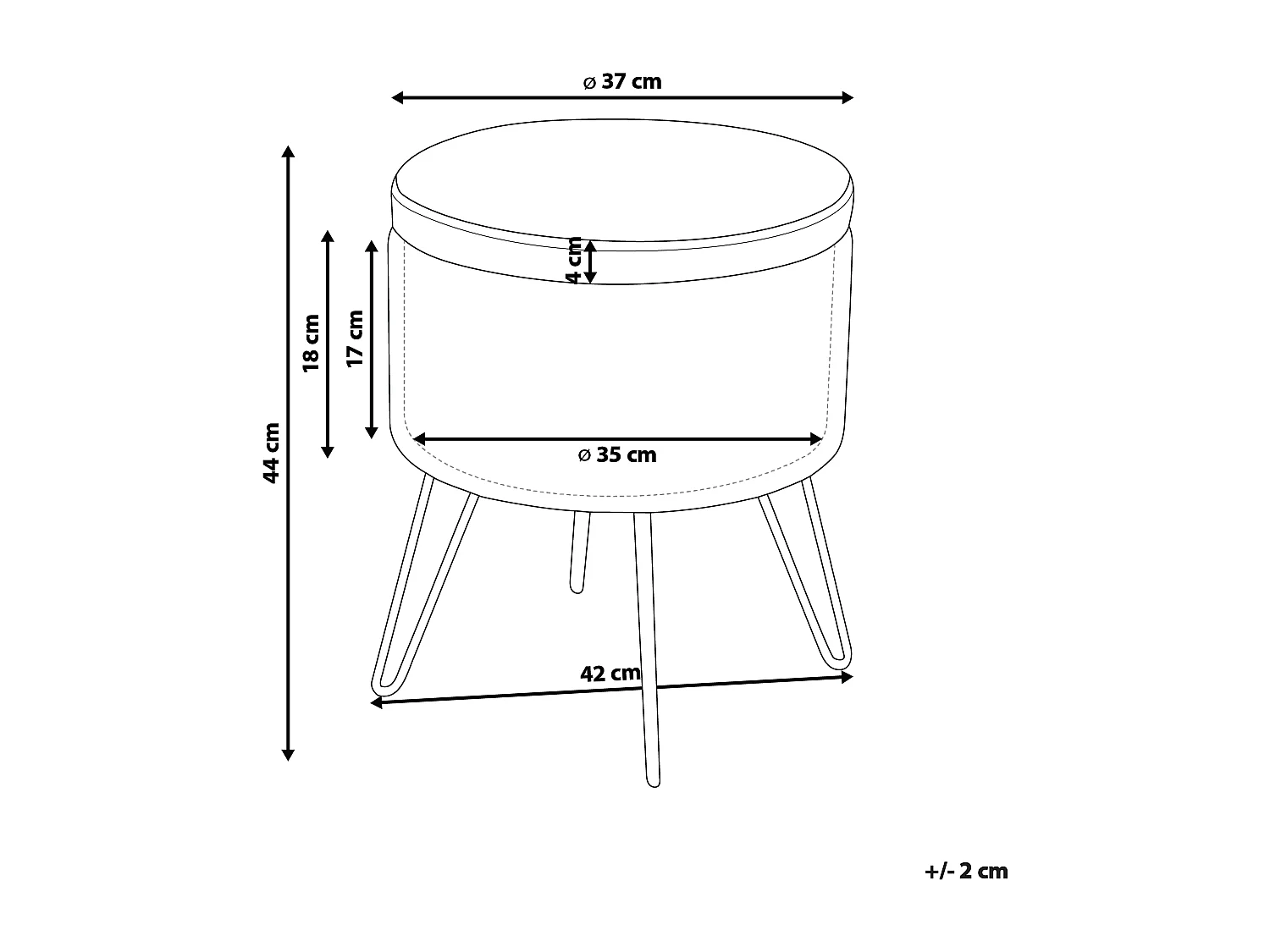 Pouf contenitore SILAS Velluto Crema 42 cm 42 cm 44 cm