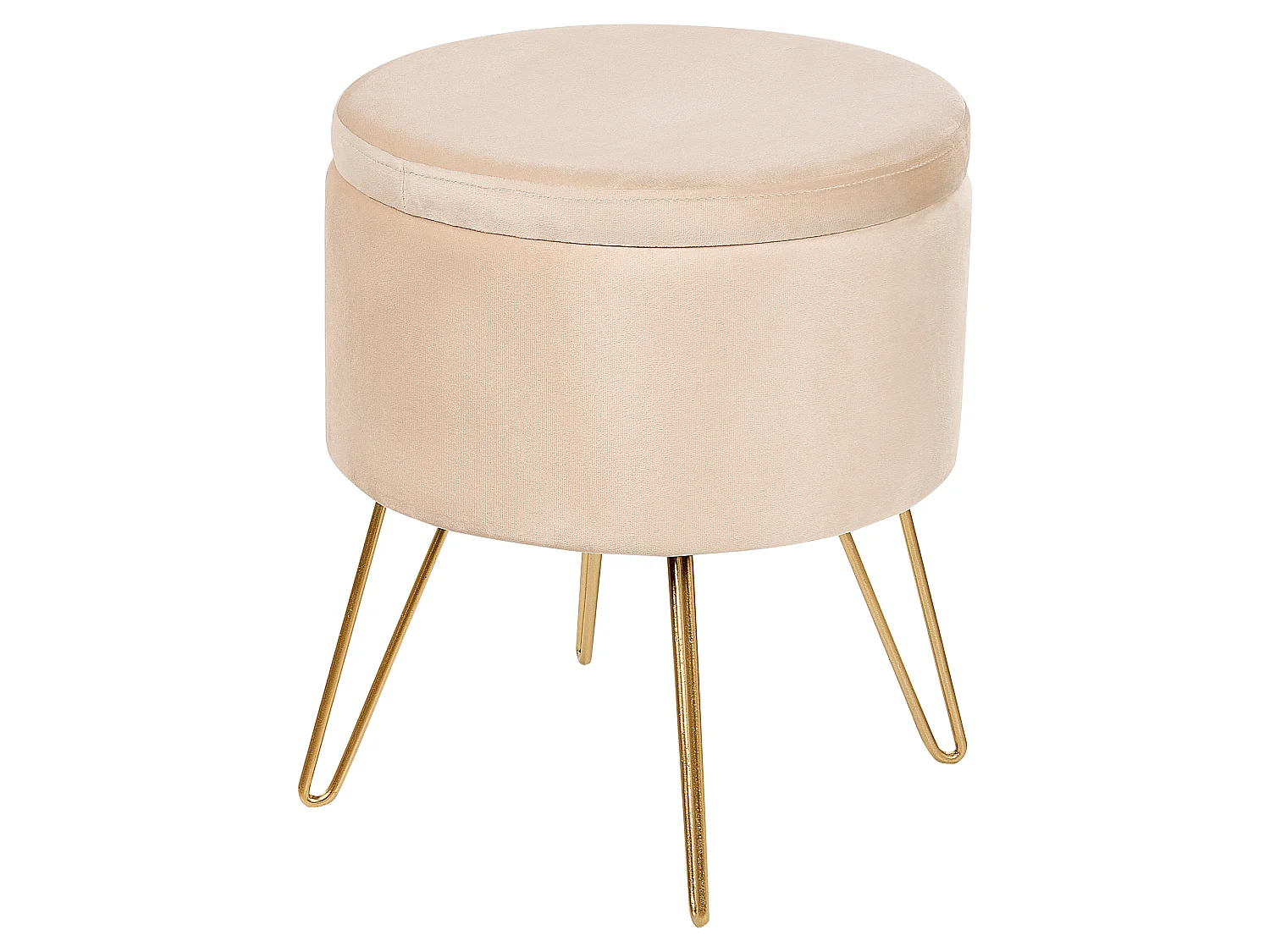 Pouf mit Stauraum SILAS Samtstoff Creme 42 cm 42 cm 44 cm