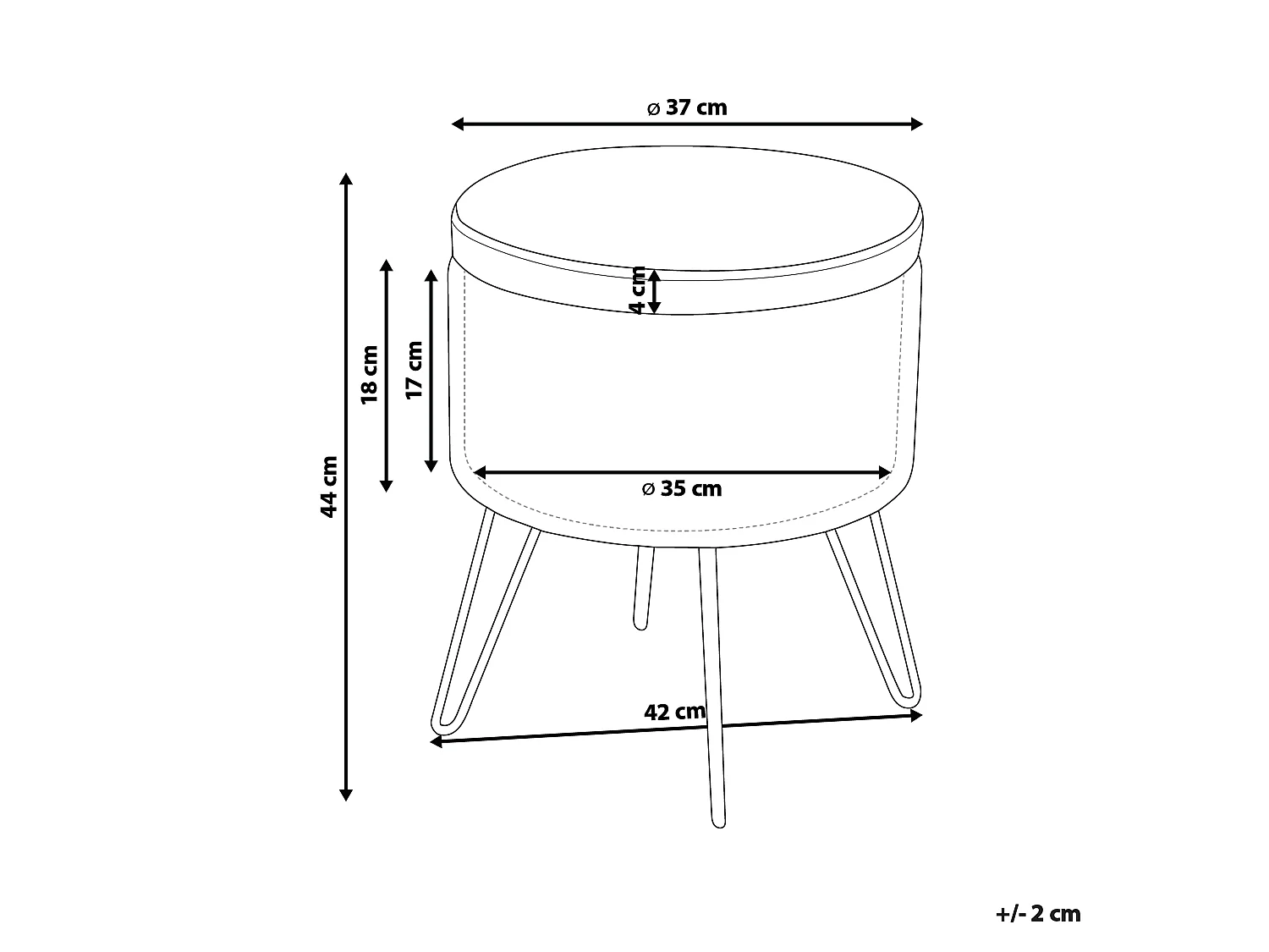 Pouf mit Stauraum SILAS Samtstoff Creme 42 cm 42 cm 44 cm