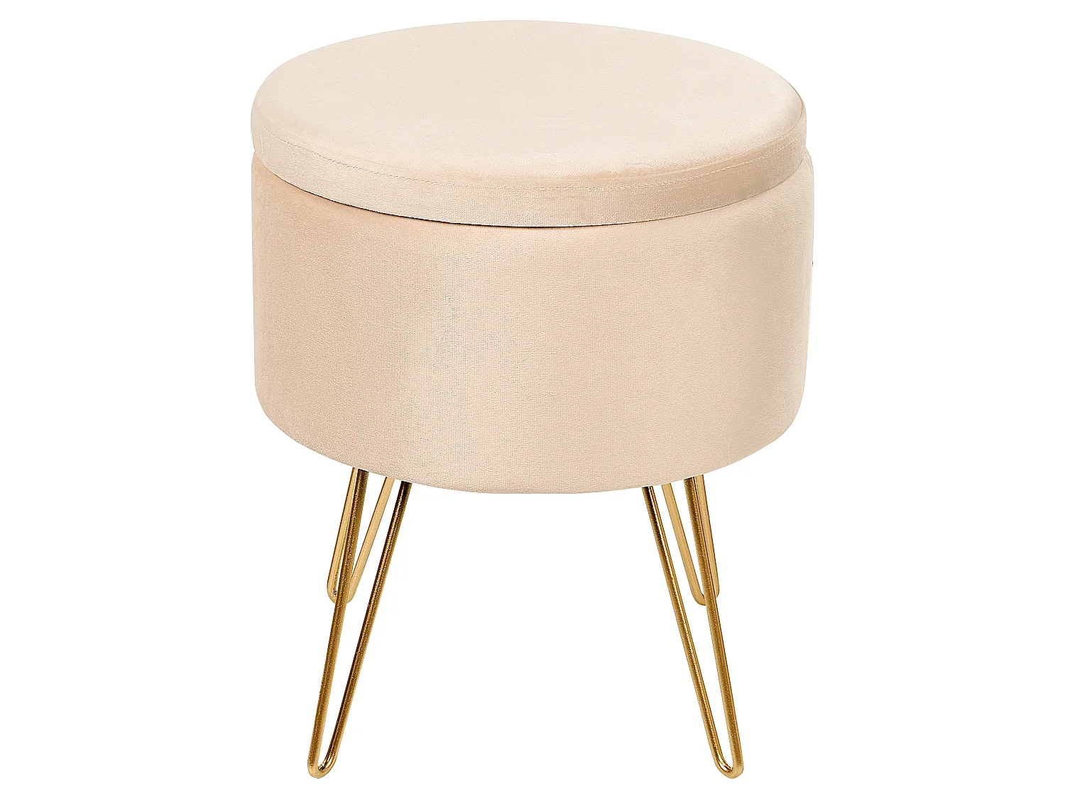 Pouf mit Stauraum SILAS Samtstoff Creme 42 cm 42 cm 44 cm