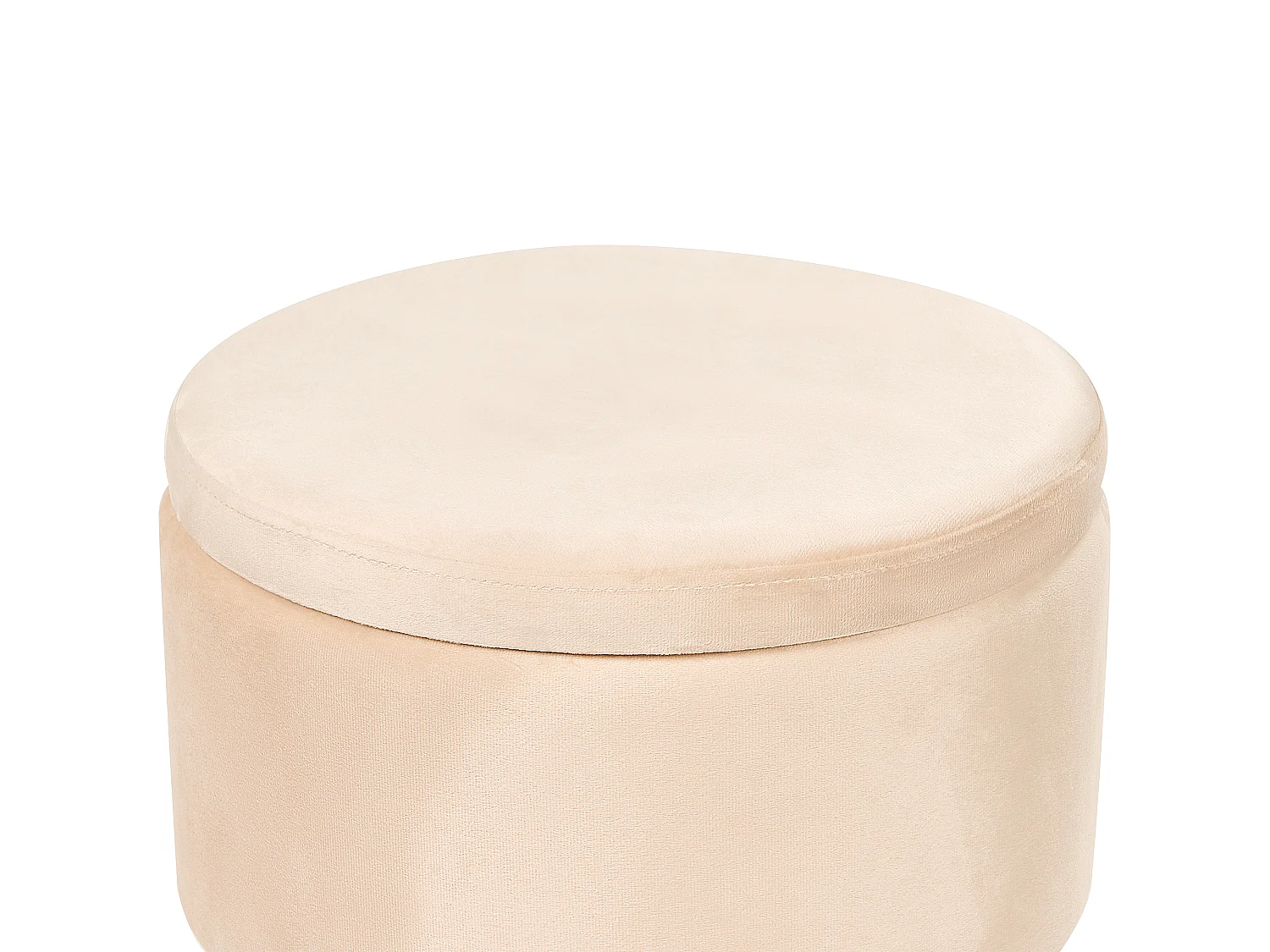 Pouf mit Stauraum SILAS Samtstoff Creme 42 cm 42 cm 44 cm