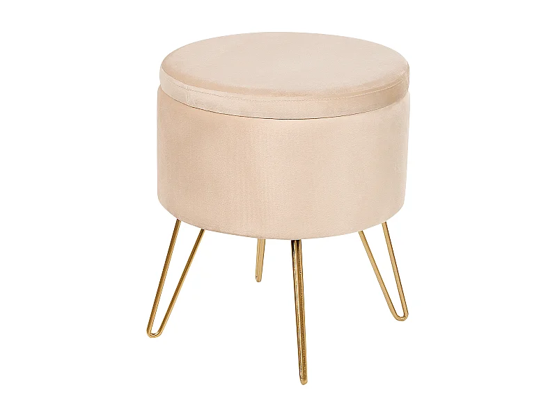 Pouf mit Stauraum SILAS Samtstoff Creme 42 cm 42 cm 44 cm