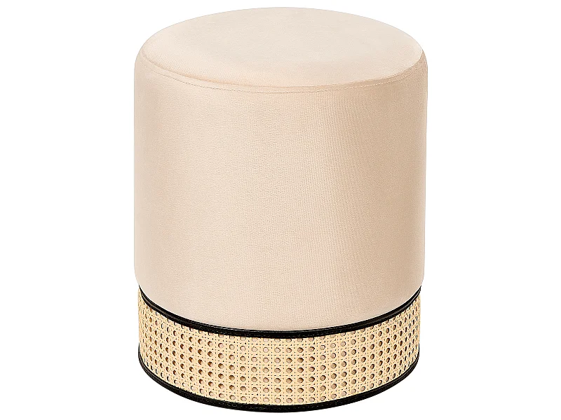 Pouf YANKTON Velluto Beige 35 cm 35 cm 42 cm