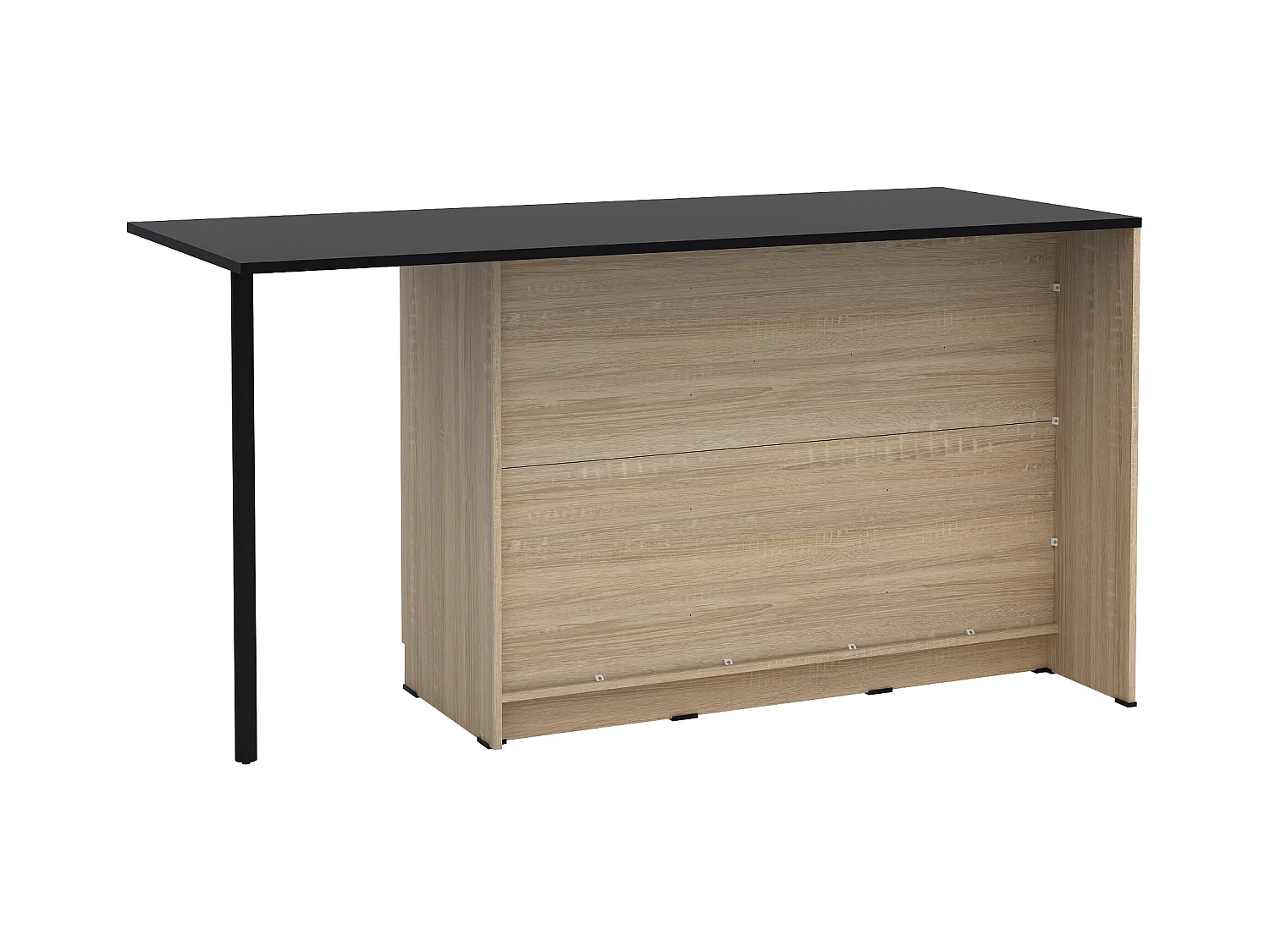 Isla central de cocina con 2 puertas, 1 cajón y 2 estantes - Natural y negro - TUNORI