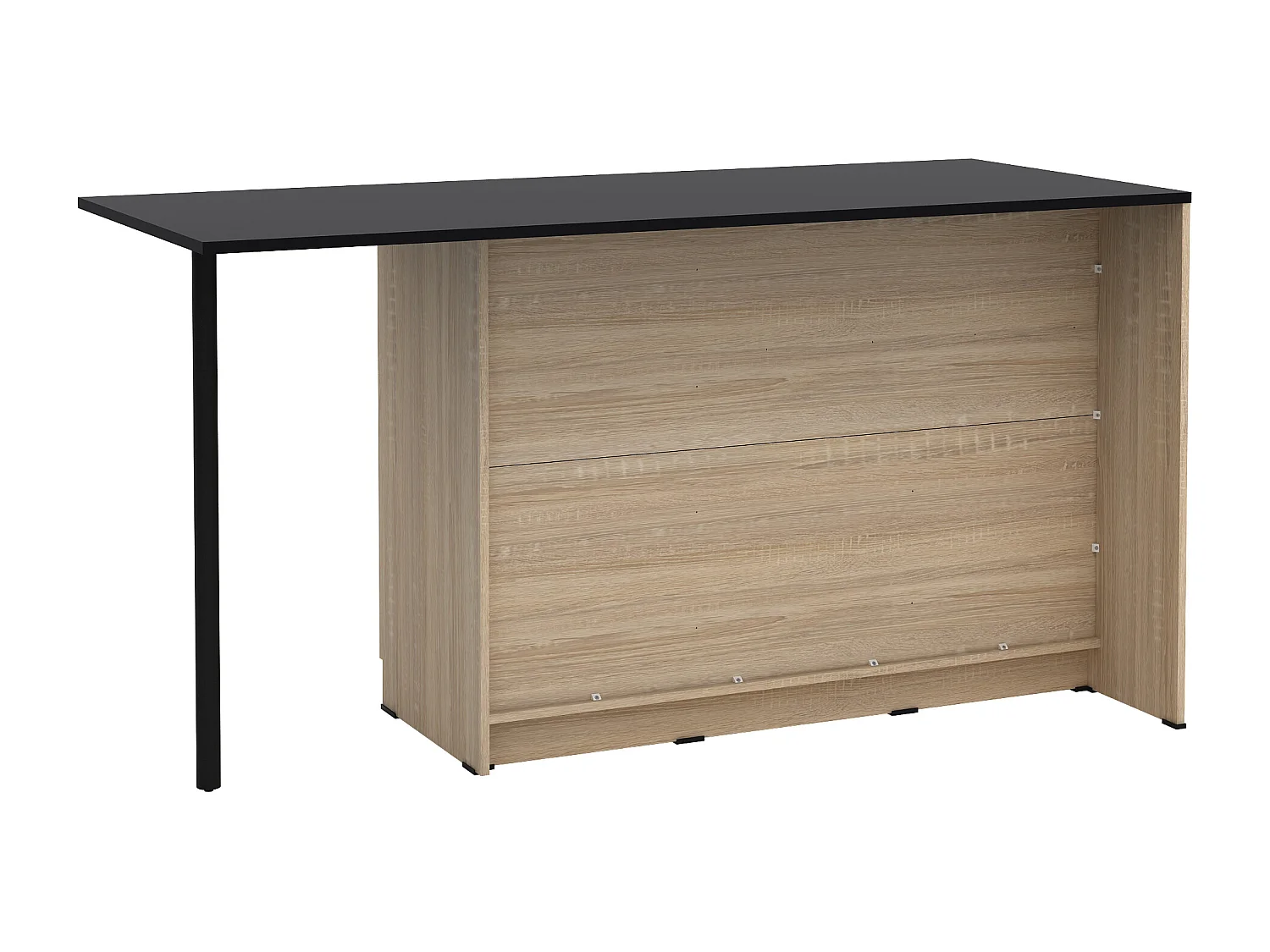 Isola centrale da cucina con 2 ante, 1 cassetto e 2 nicchie Naturale e Nero - TUNORI