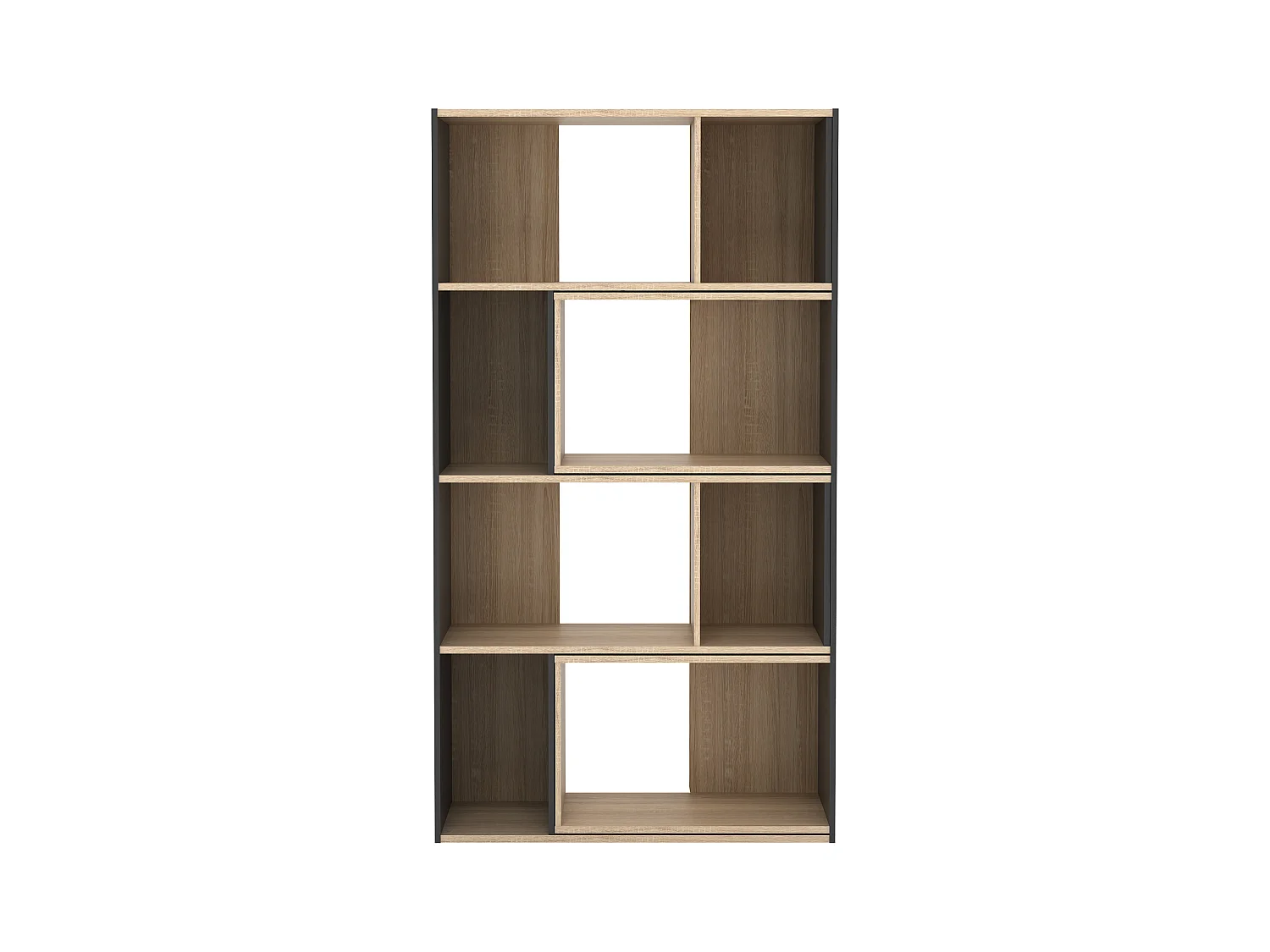 Estantería de esquina modular - 8 a 12 estantes - Natural y antracita - DARLENA