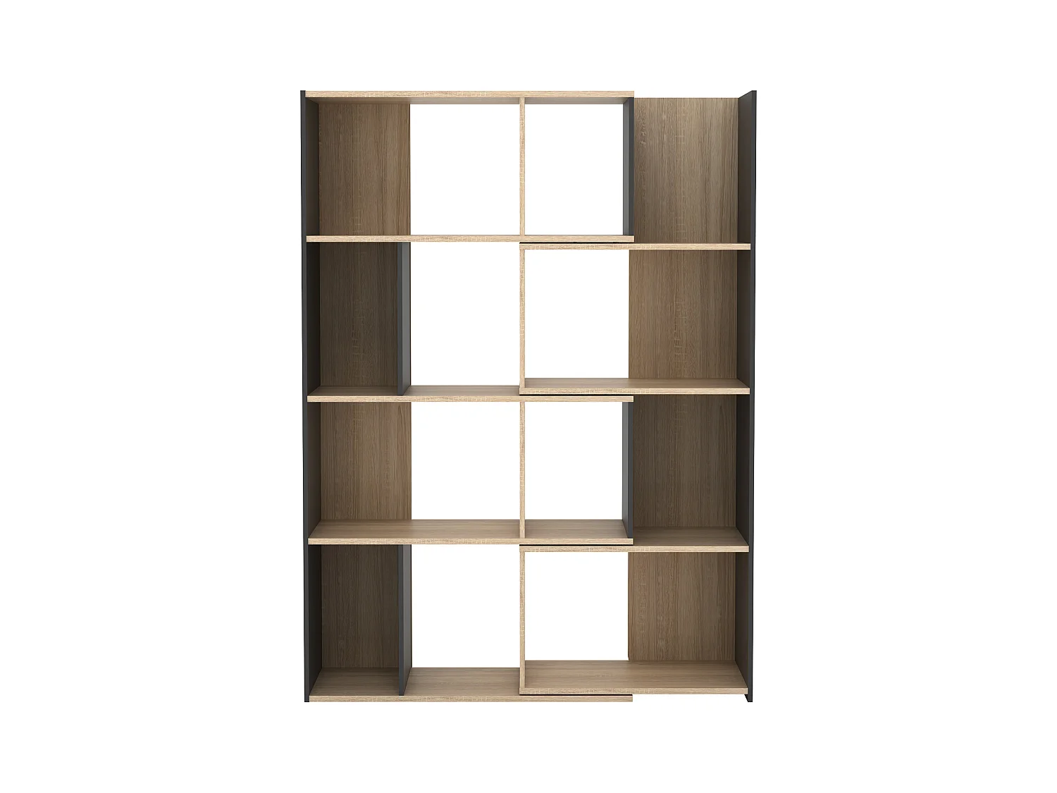 Estantería de esquina modular - 8 a 12 estantes - Natural y antracita - DARLENA