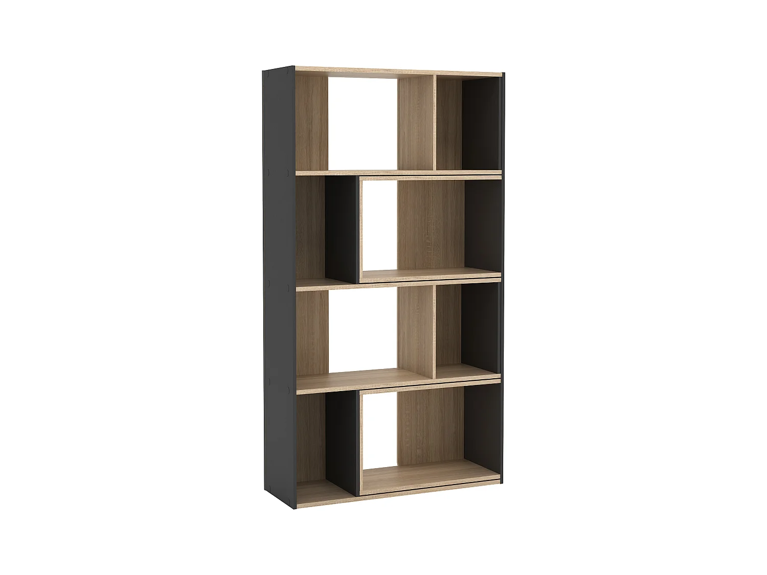 Estantería de esquina modular - 8 a 12 estantes - Natural y antracita - DARLENA