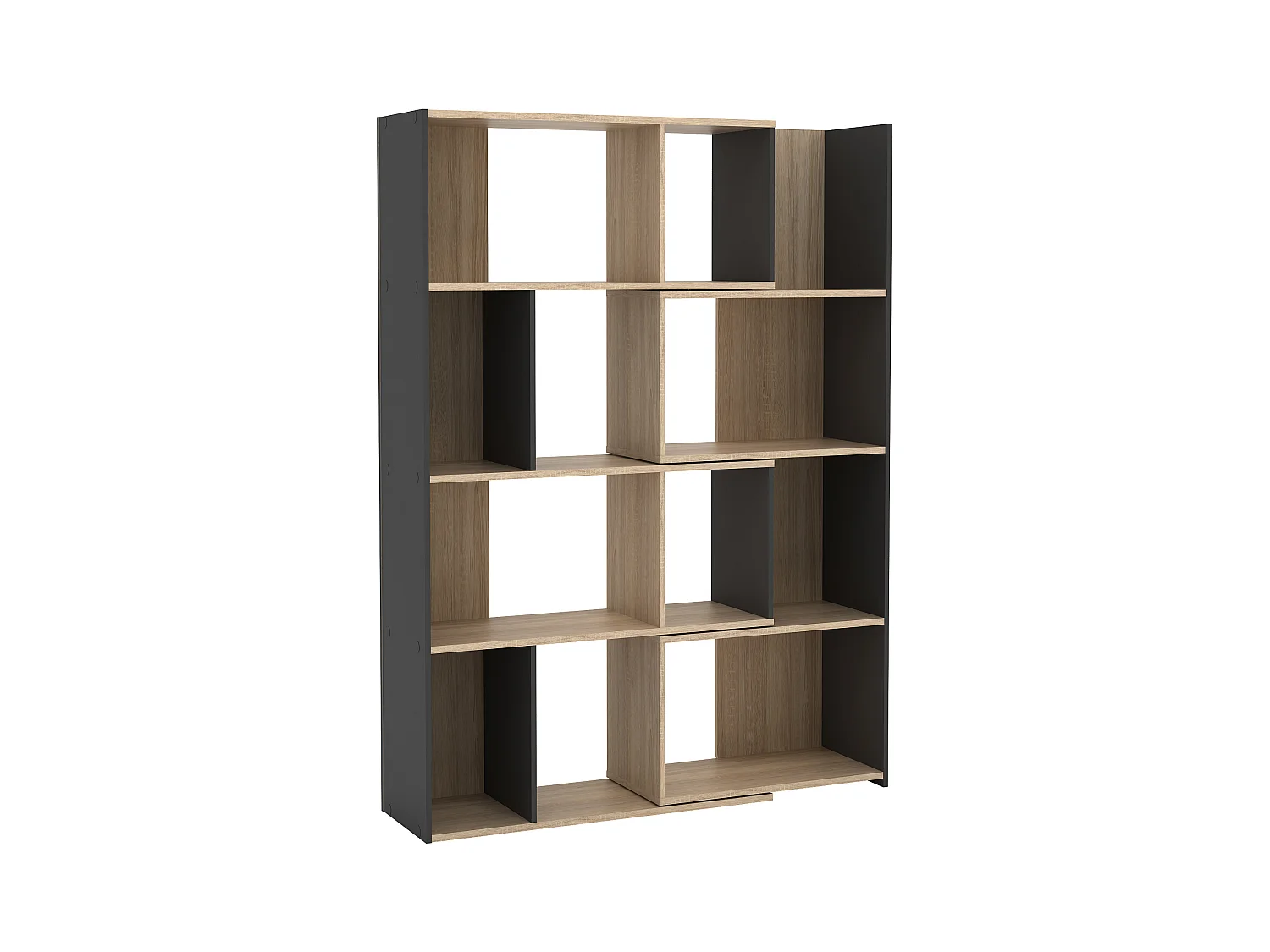 Estantería de esquina modular - 8 a 12 estantes - Natural y antracita - DARLENA