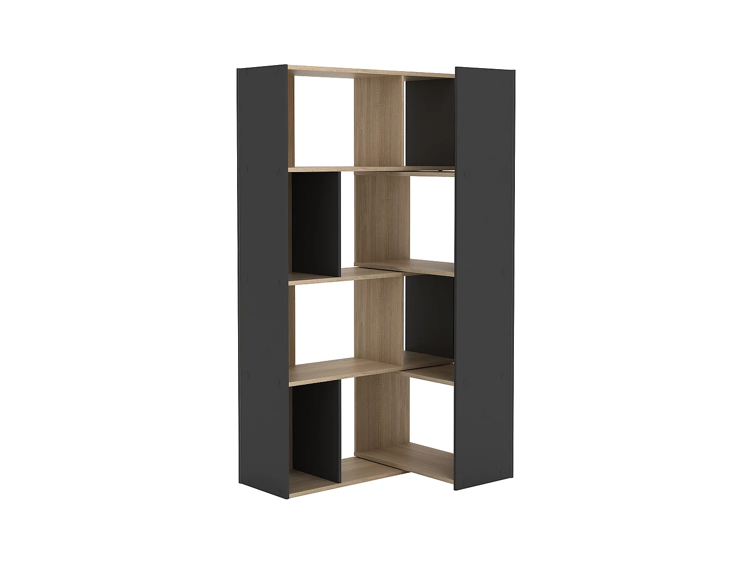 Estantería de esquina modular - 8 a 12 estantes - Natural y antracita - DARLENA