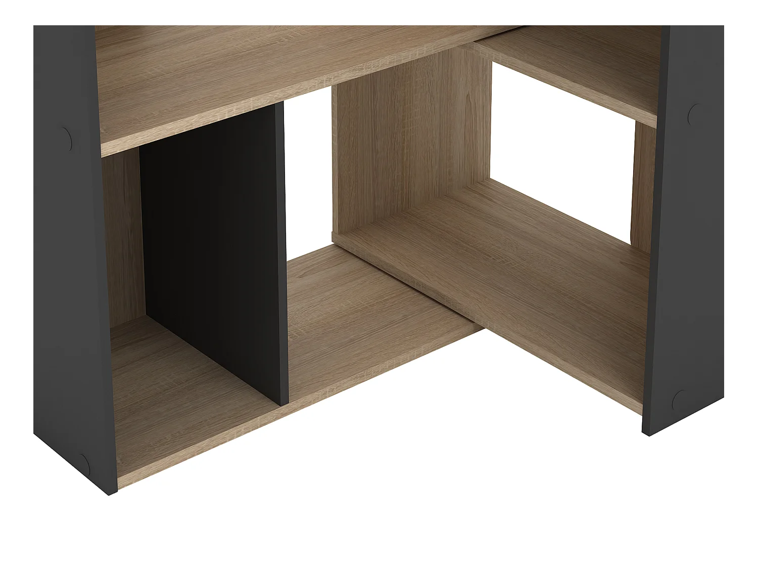 Estantería de esquina modular - 8 a 12 estantes - Natural y antracita - DARLENA