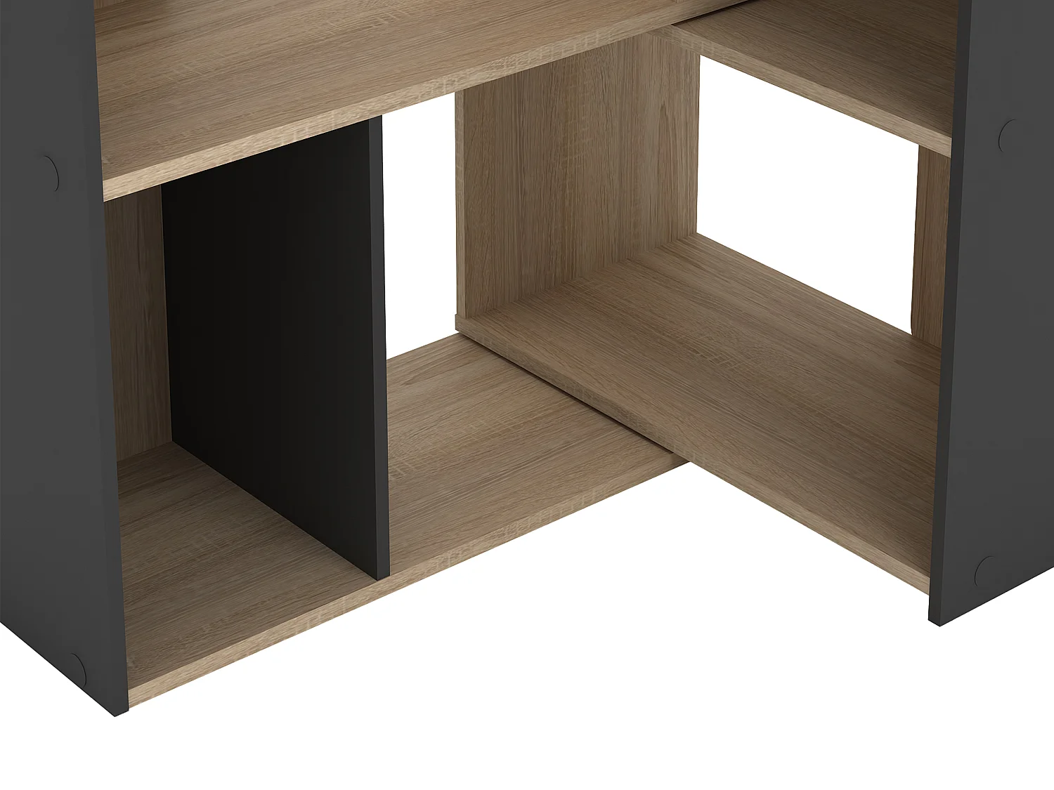 Libreria angolare modulare da 8 a 12 nicchie Naturale e Antracite - DARLENA
