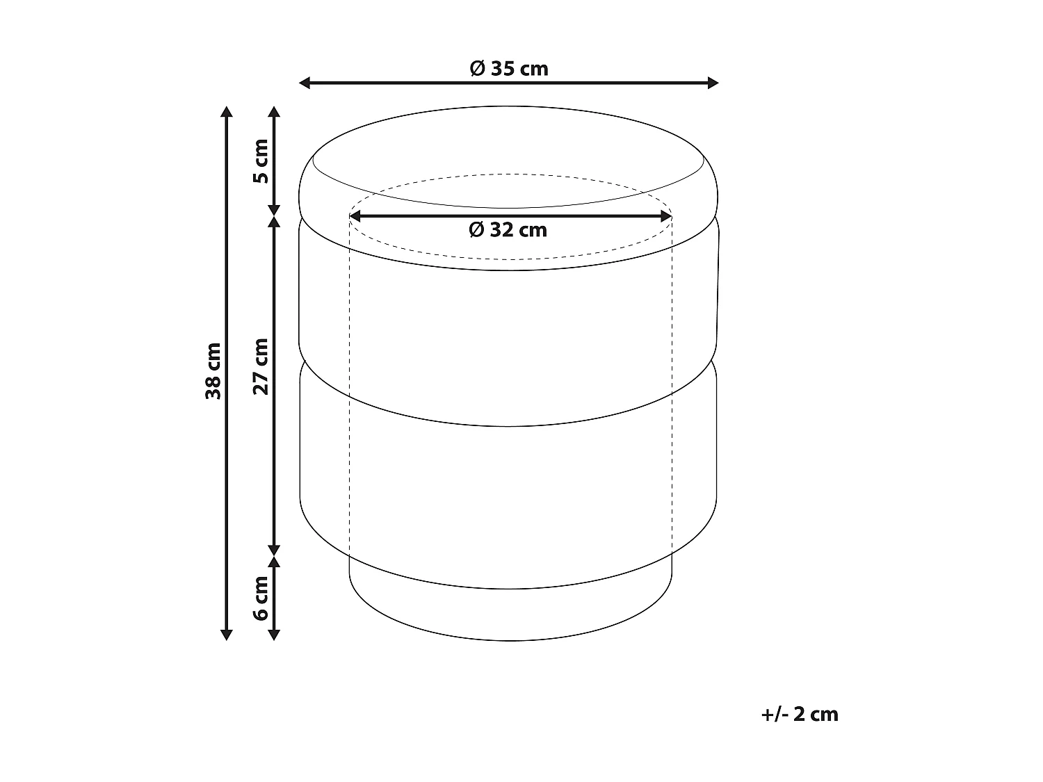 Poef met opbergruimte OGDEN Bouclé Wit 35 cm 35 cm 38 cm