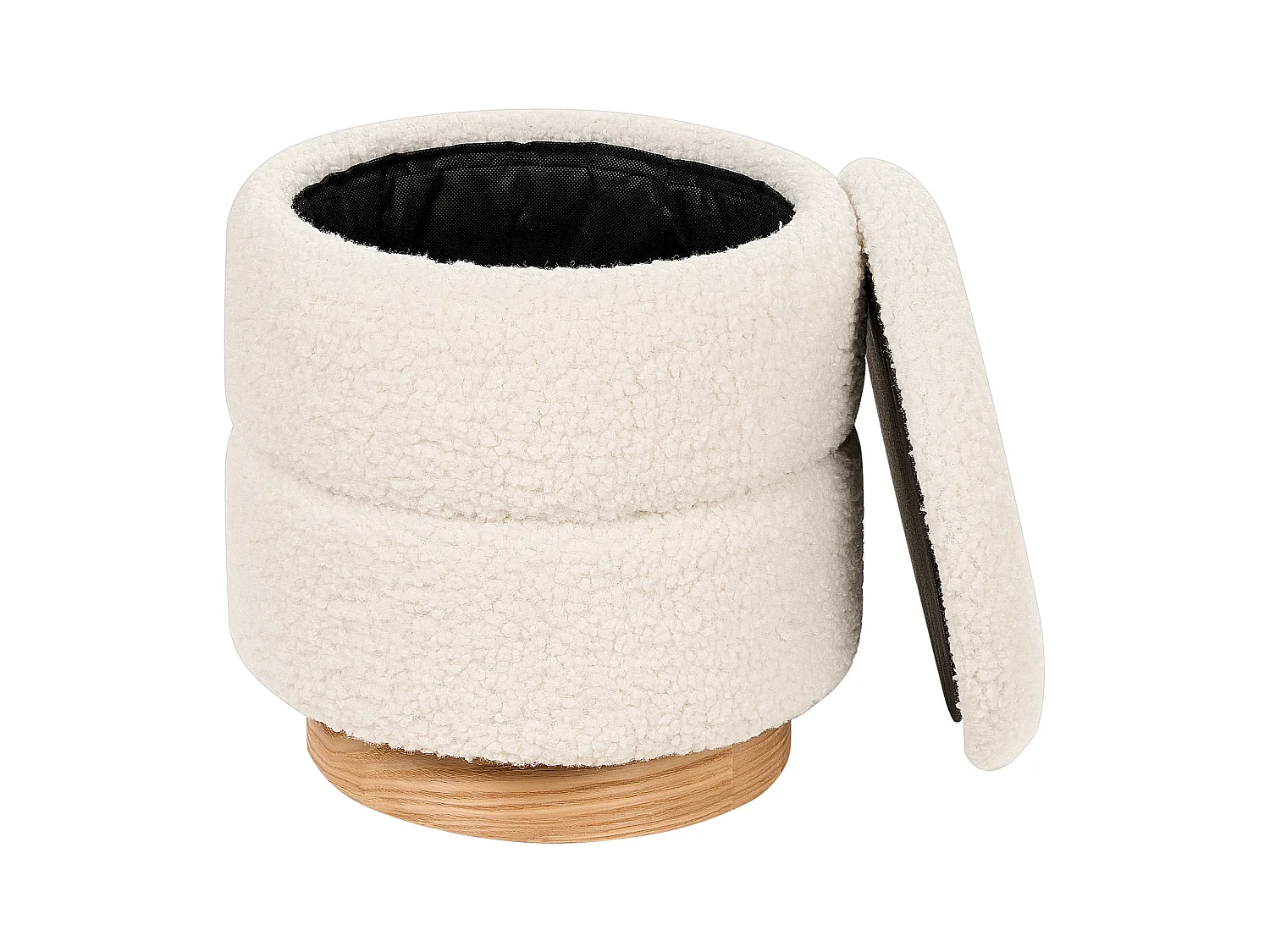 Pouf de rangement OGDEN Bouclé Blanc