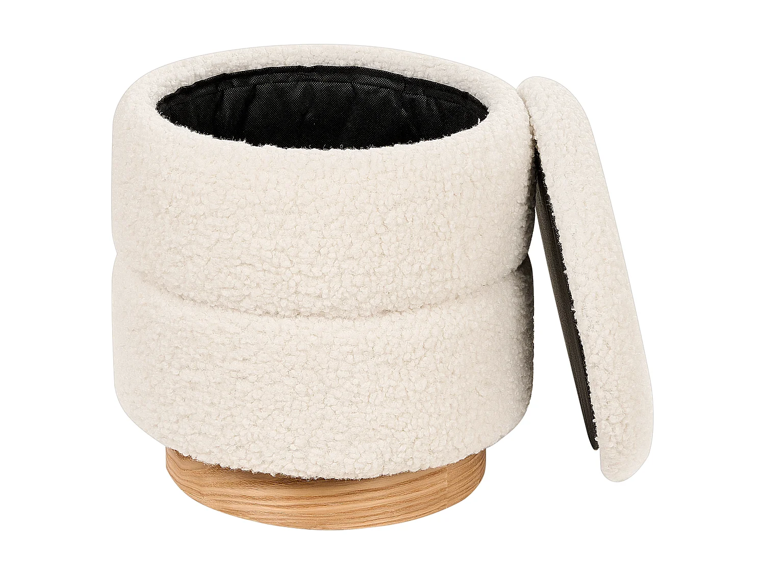 Pouf de rangement OGDEN Bouclé Blanc