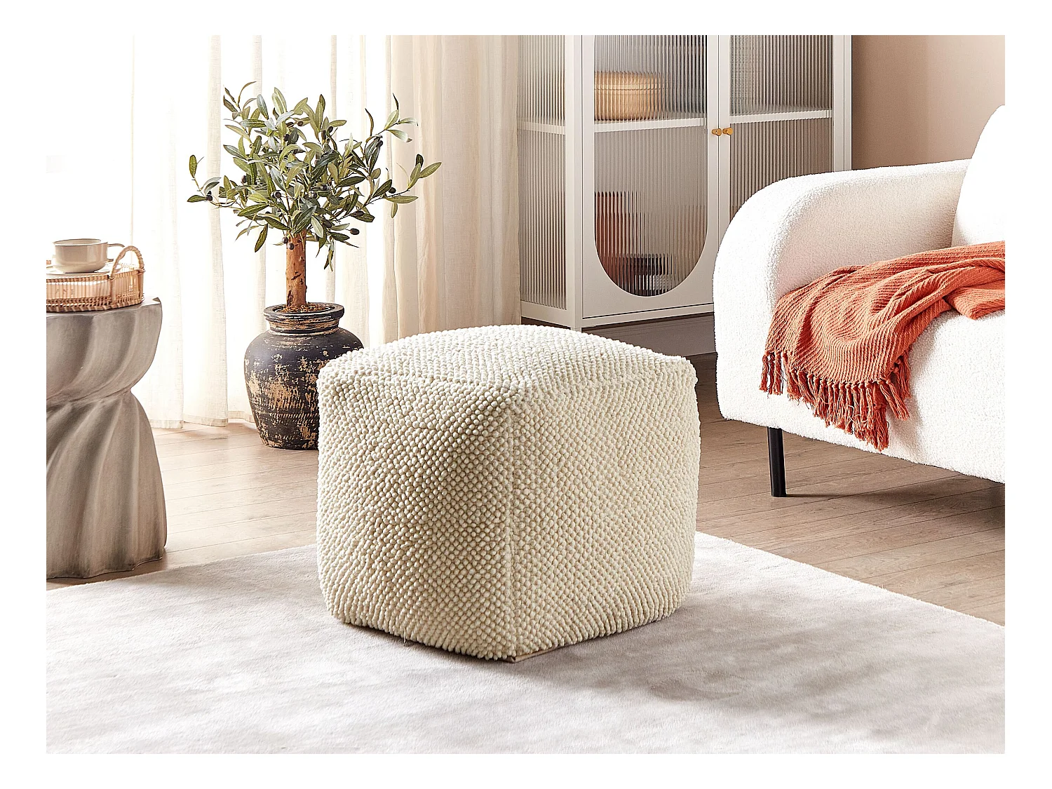Poef JOARA Katoen Beige 45 cm 45 cm 45 cm