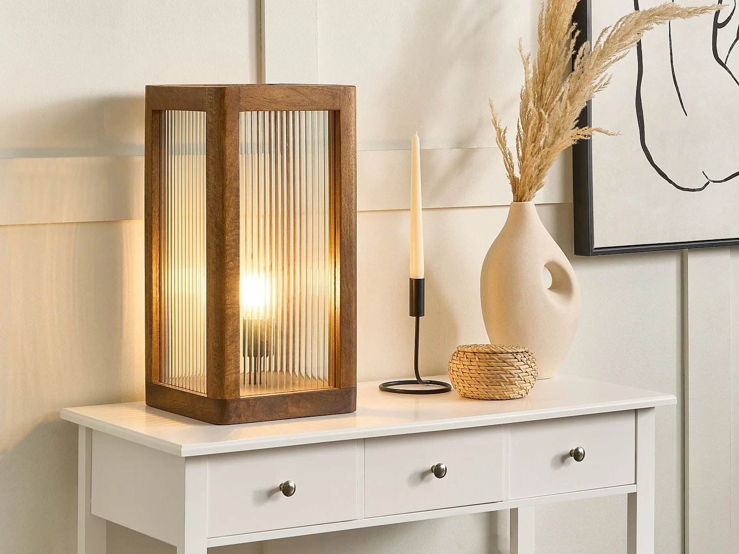 Lampa stołowa KOLIDAM Drewno mango Brązowy