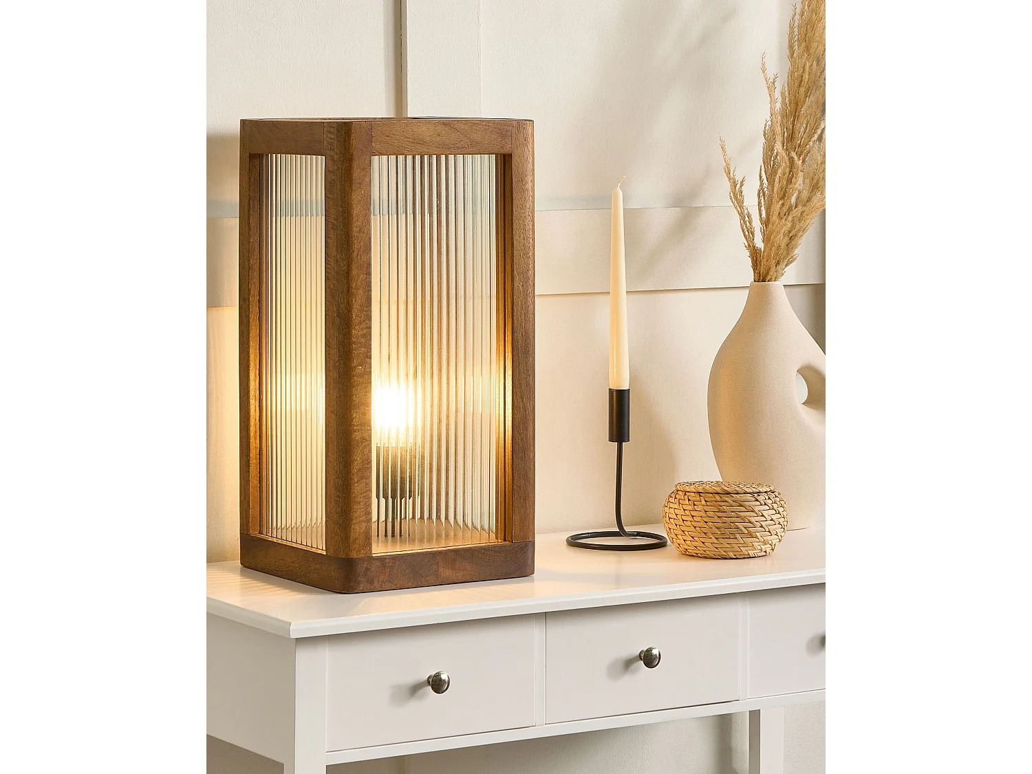 Tischleuchte KOLIDAM Mango Holz Braun
