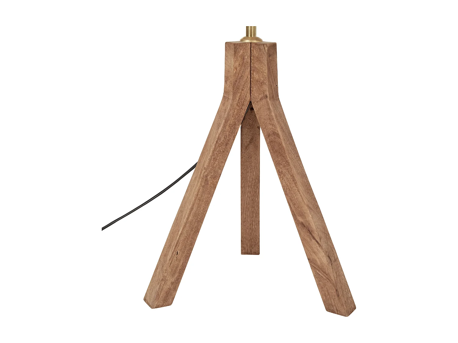 Tischlampe Mango-Holz dunkelbraun mit Schirm Trommelform Gitter-Design Beki